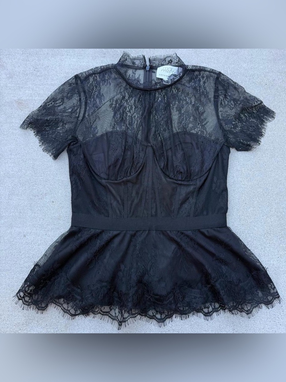 Mare Mare x Anthropologie Lace Bustier Top in Black Whimsygoth Women’s XS